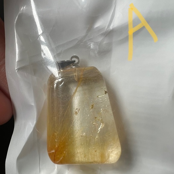 1pc Natural Gold Rutile Quartz Crystal Pendant - Perfect for DIY Necklace Making - Picture 4 of 10